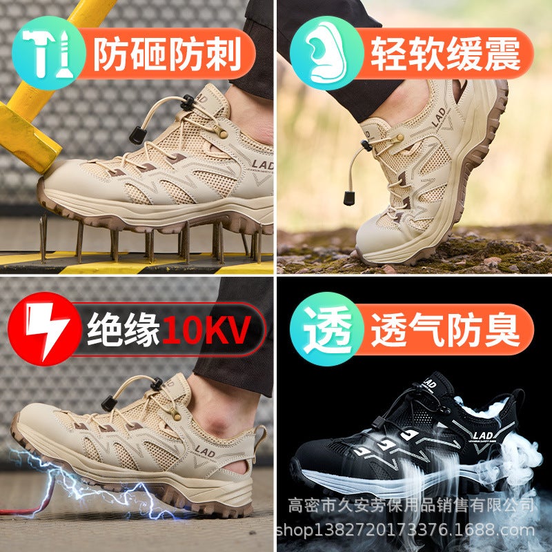 Summer Mesh Labor Protection Shoes Sandals For Men, Ultra-Light Breathable, Deodorant, Plastic Steel Toe, Anti-Smash, Anti-Puncture, Insulated Work Shoes - Image 5